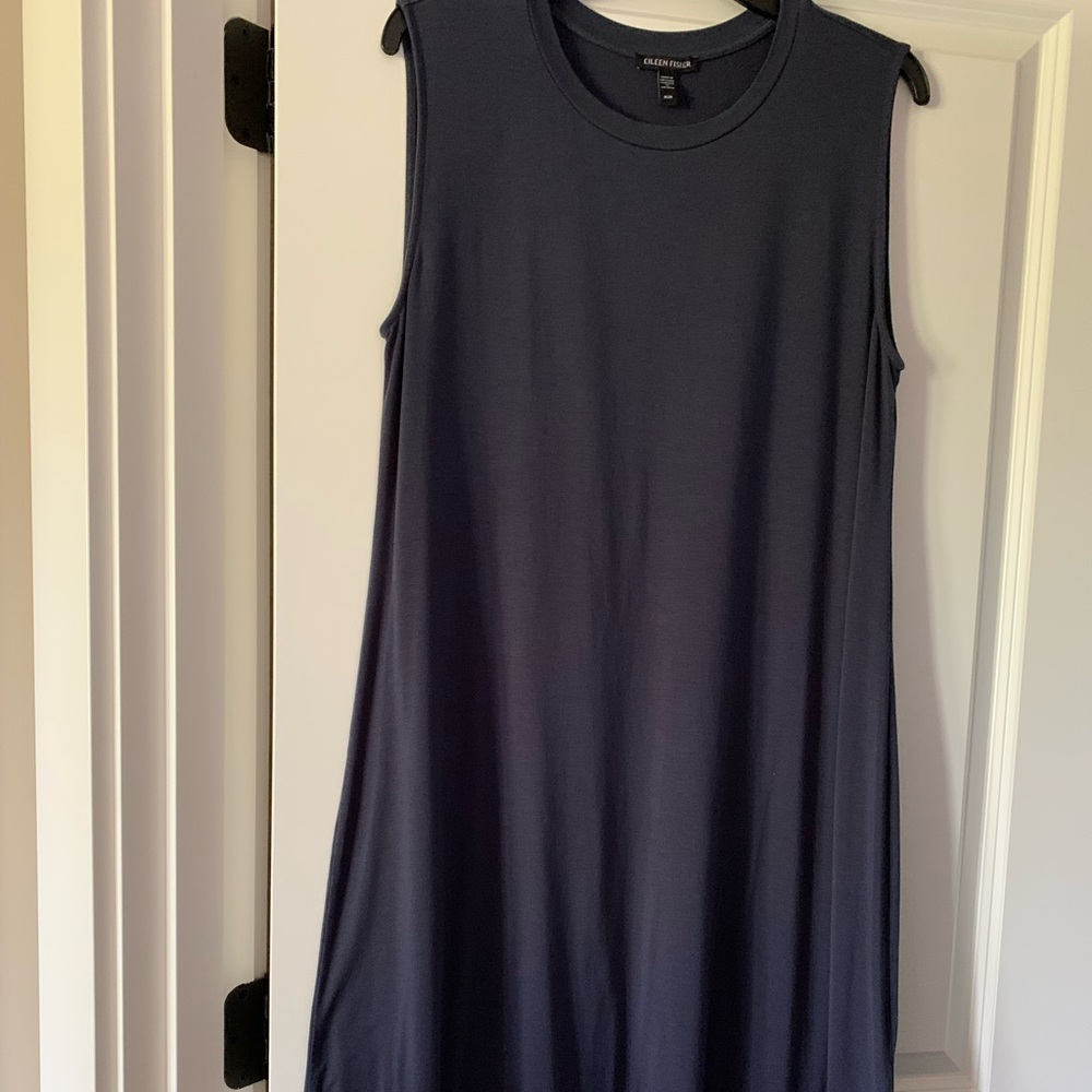 Fabulous EF sleeveless jersey shift in “ocean” color.